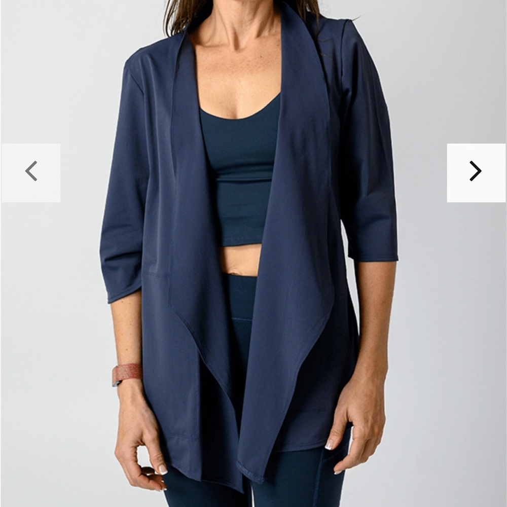 NWT Yoga Democracy Roam Free Plus Size Oversized Navy Blue Cardigan Jacket 3XL